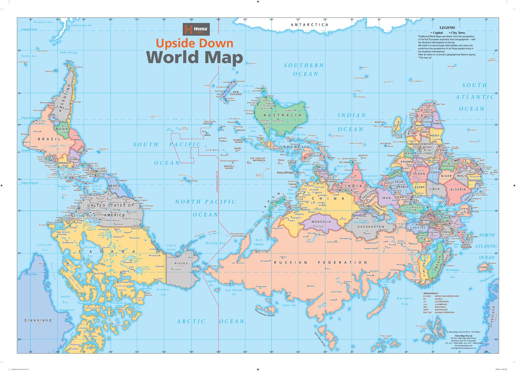 Upside Down World Map Buy